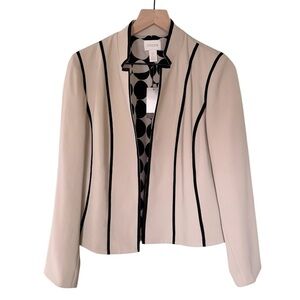 NWT Chico’s Women’s Contrast Pipe Blazer Jacket in Tan Light Brown Size Small 4